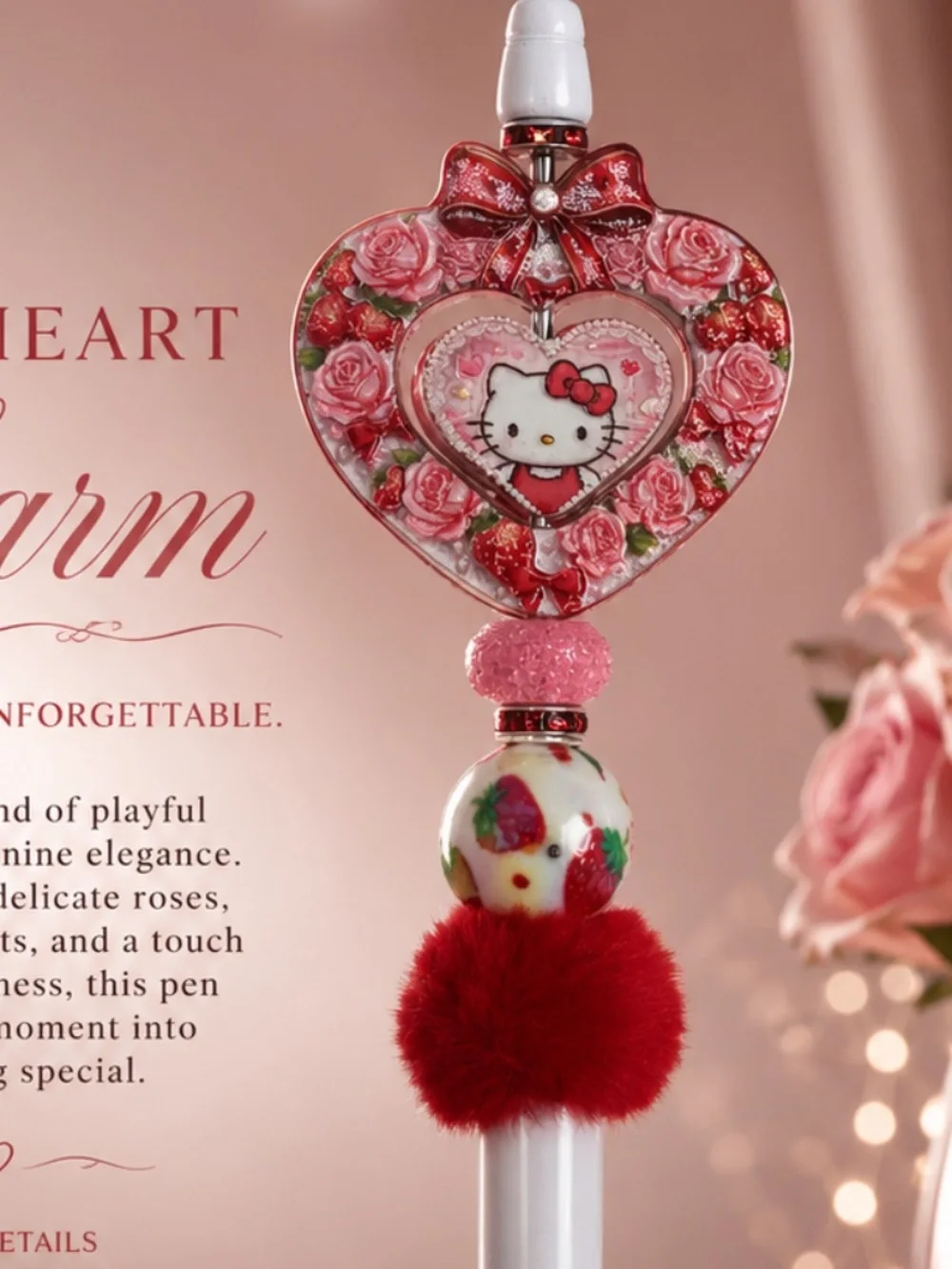 Rosy Strawberry Heart Pen
